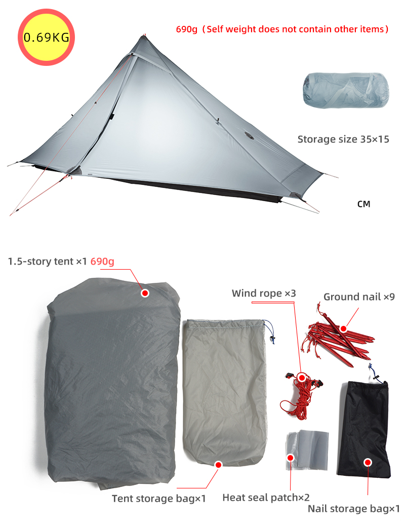 Cheap Goat Tents 3F UL GEAR Lanshan 1 Pro Waterproof Tents 3 4 Season 15D Silnylon Rodless Tent Outdoor 1 Person Light Weight Camping Tent   